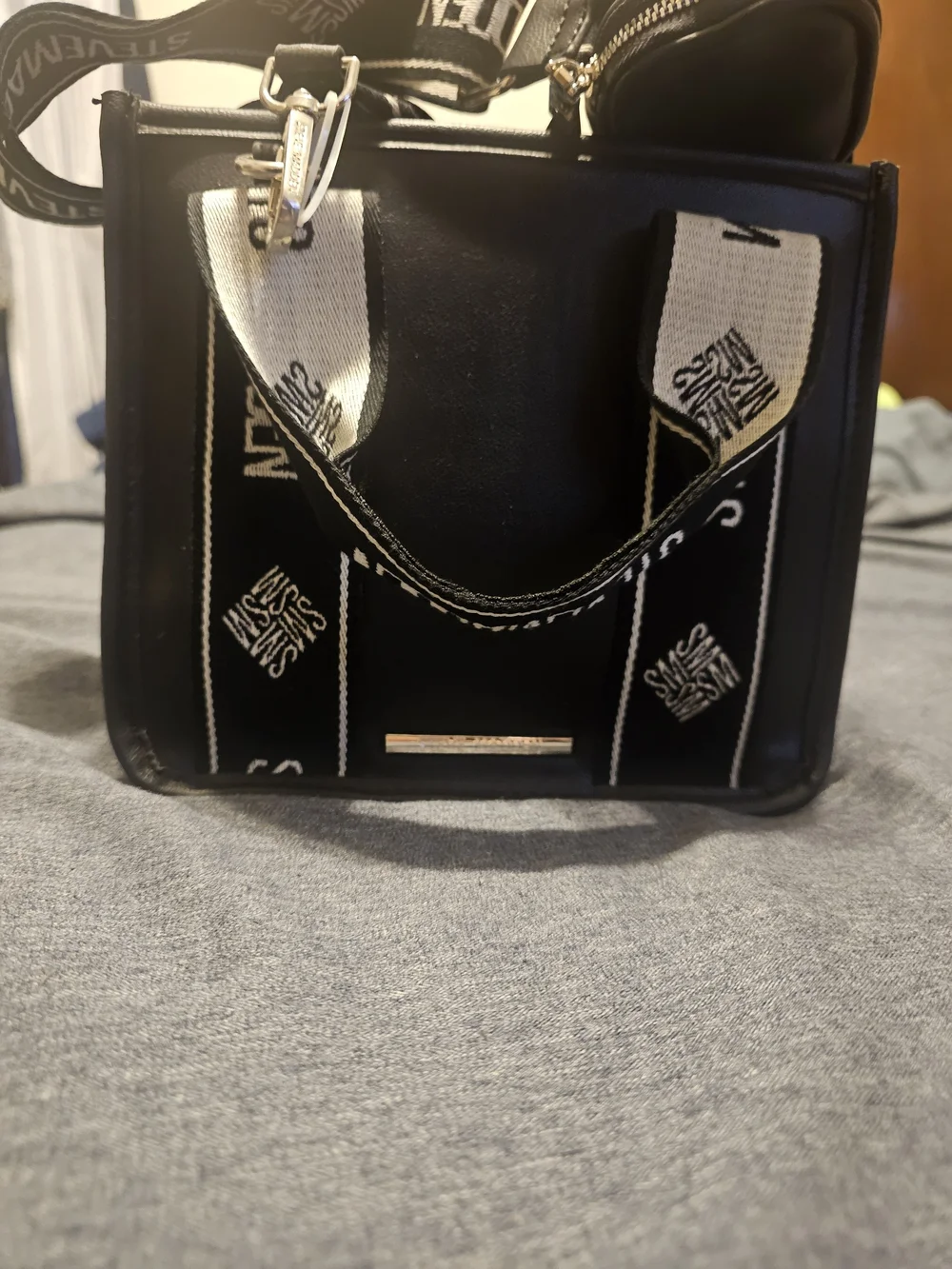 Steve Madden Small Tote Bag with White Branded Straps